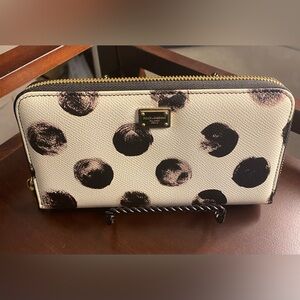 Dolce & Gabbana White and Black Polka Dot Wallet